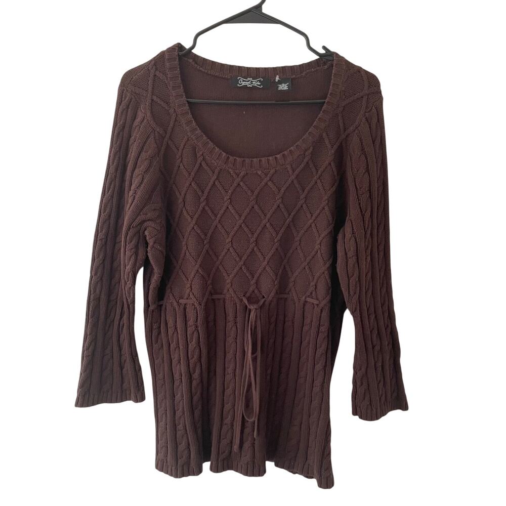 Crystal Kobe Y2K Brown Cable Knit Sweater Top Forest Fairy Cottagecore Boho‎